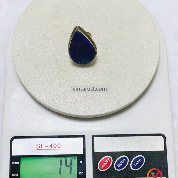 Lapis Lazuli Adjustable Ring: Blue Gemstone Statement Unisex Ring - Picture 5 of 6